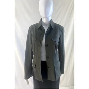 Neiman Marcus Women's Boxy 2 Pocket Olive Over shirt Size 8